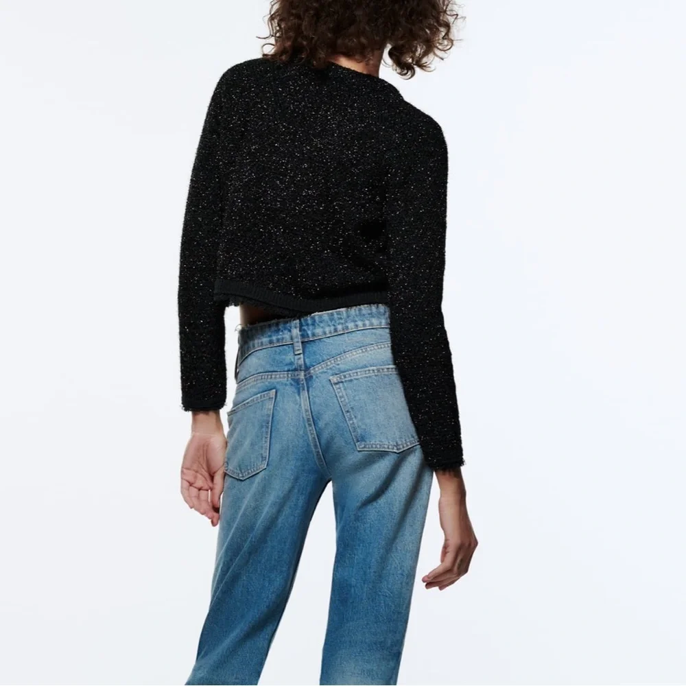 Zara metallic treads knitted jacket with ornament & chains